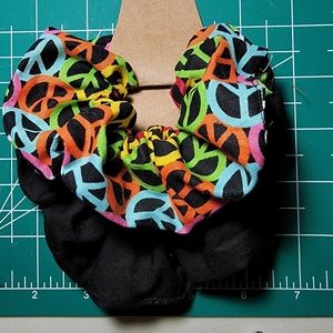 Set of Handmade Scrunchies. Peace and Black
